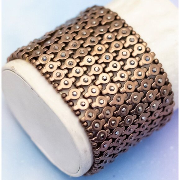 7 inch, Vintage Intricate Pattern Bronze Tone Bracelet - J32 - Picture 2 of 3